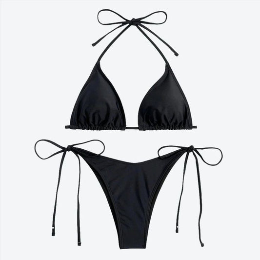 Sleek & Sultry Black Tie Bikini Set